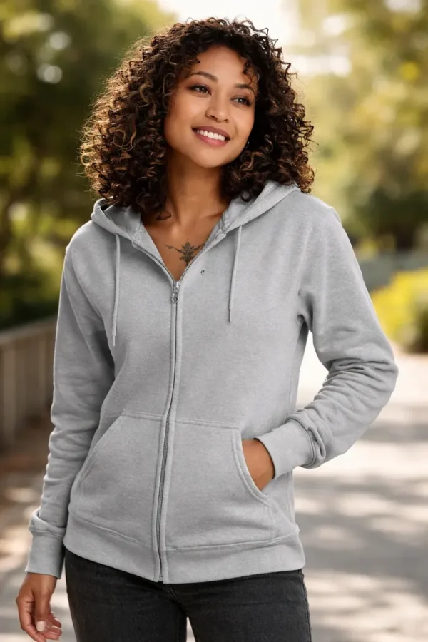 Cód. 505 - Blusa Moletom Casaco Unissex Ziper Capuz Bolso Liso