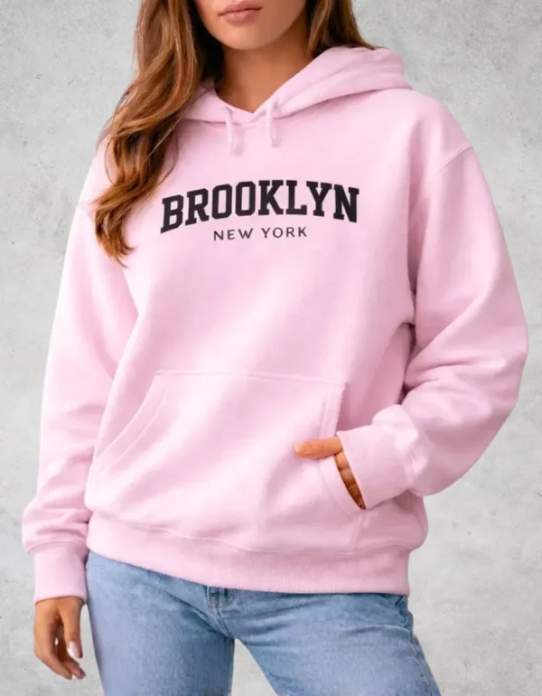 Cód. 525 - Moletom Canguru Estampado Brooklyn Feminino Quentinho Frio