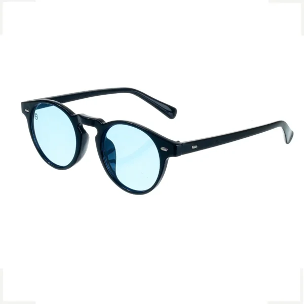 Cód. 820 - Óculos De Sol Redondo Azul Lente Clara Feminino E Masculino