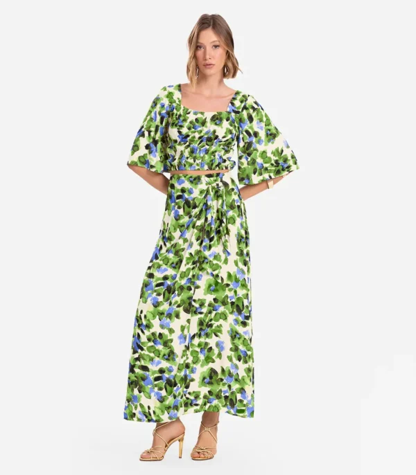 Cód. 1357 - Saia Longa Estampada Endless Verde