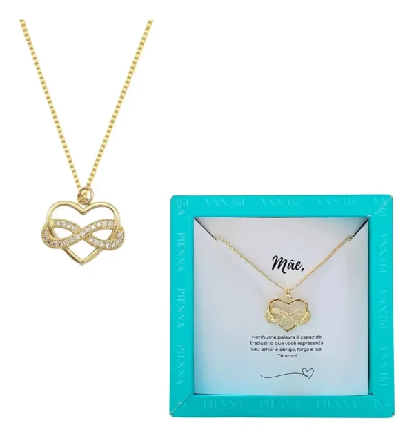 Cód. 1008 - Colar Presente Dia Das Mães Amor Infinito Embalagem Semijoia