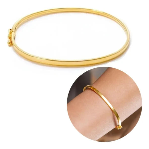 Cód. 339 - Bracelete Com Fecho Exclusivo Ouro Liso Banhado C/ Garantia