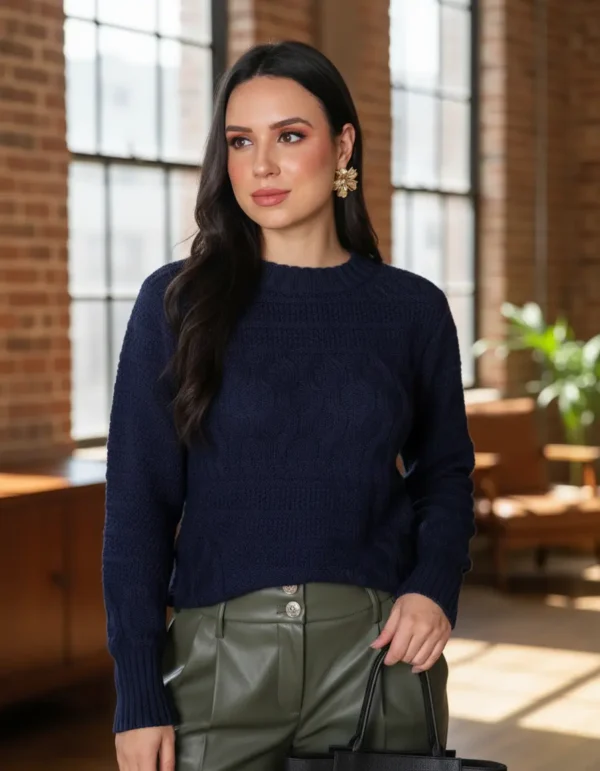 Cód. 1229 - Blusa De Frio Feminina Grossa Pullover Sueter La Texturizado