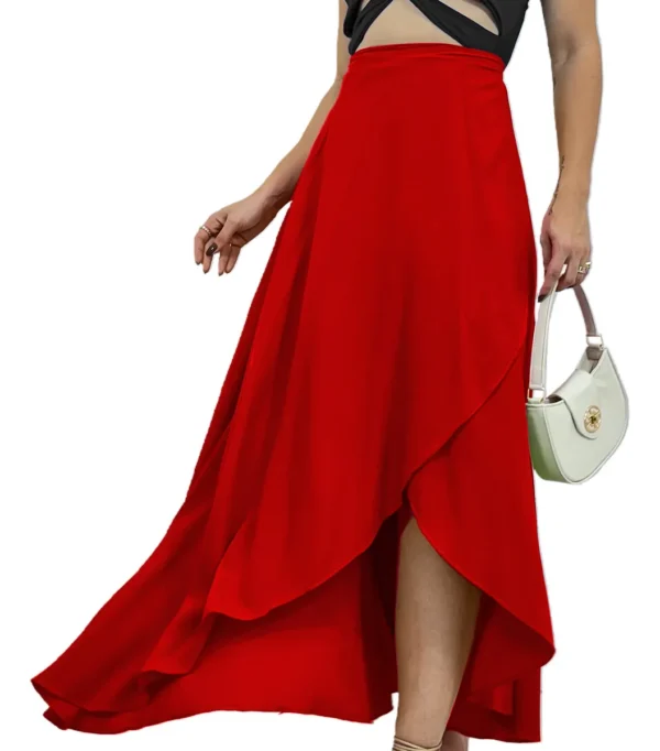 Cód. 783 - Saia Envelope Longa Transpassada De Amarrar Moda Blogueira
