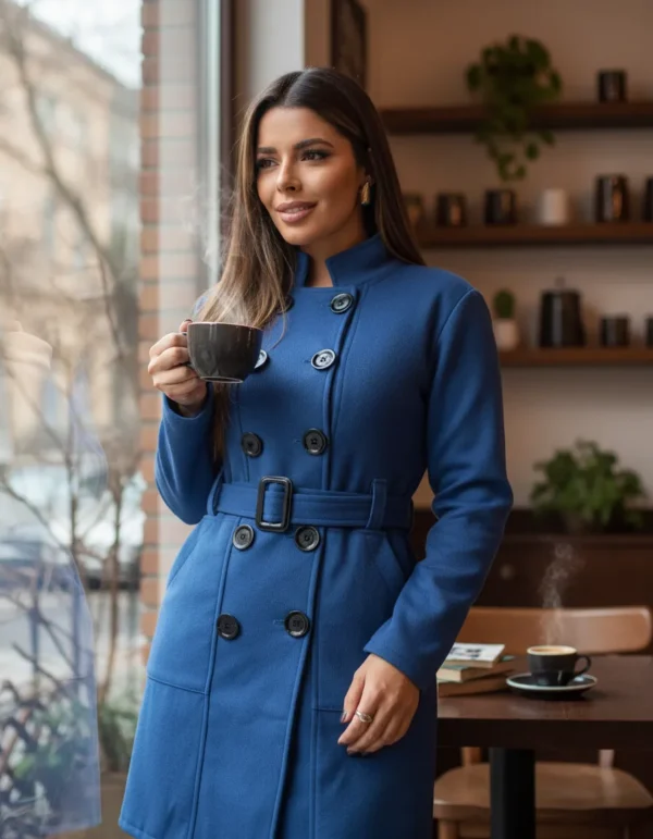 Cód. 584 - Sobretudo Feminino C/ Botões Casaco De Frio Grosso Premium