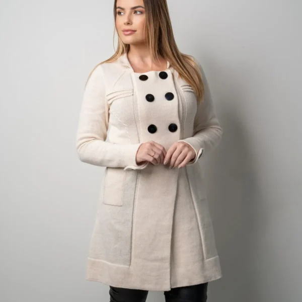 Cód. 641 - Casaco Tricot Longo Feminino Botões Inverno Elegante 20374