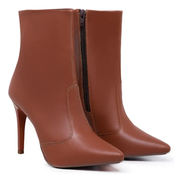 Cód. 236 - Bota Feminina Cano Curto Bico Fino Salto Alto Ajuste Zíper