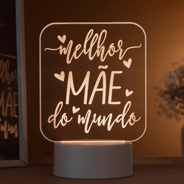 Cód. 950 - Luminária Led 3d Melhor Mãe Do Mundo - Abajur De Mesa