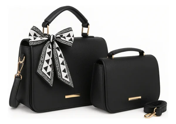 Cód. 168 - Kit 2 Bolsa Feminina Alça Ombro Transversal Couro Pu + Lenço