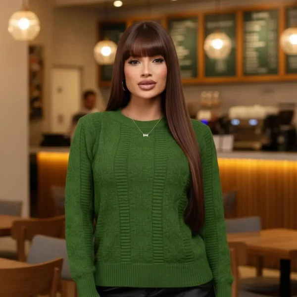 Cód. 1268 - Suéter Feminino Tricô Blusa De Frio Lã Casaco Elegante