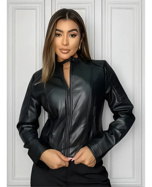 Cód. 1142 - Jaqueta Feminina Couro Pu Moderna Casual Com Zíper