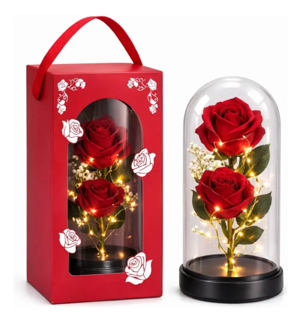 Cód. 957 - Luminária Rosa Encantada Led Cúpula Presente Mãe Namorados