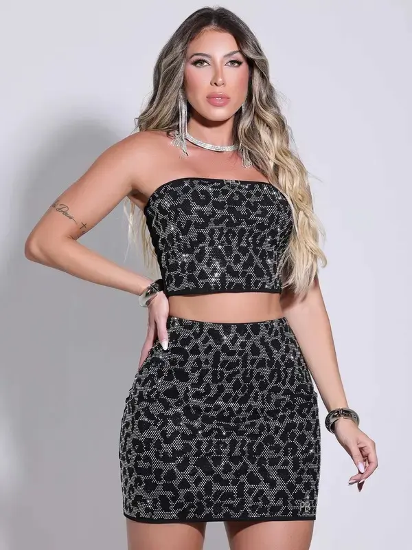 Cód. 1343 - Conjunto Top E Saia Empório Pitbull Jeans 86157