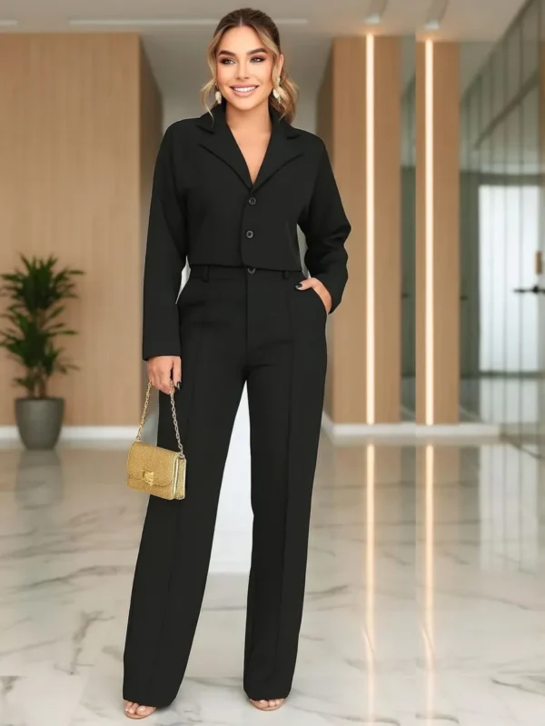 Cód. 1299 - Conjunto Feminino Calça E Blazer Alfaiataria Social Terninho