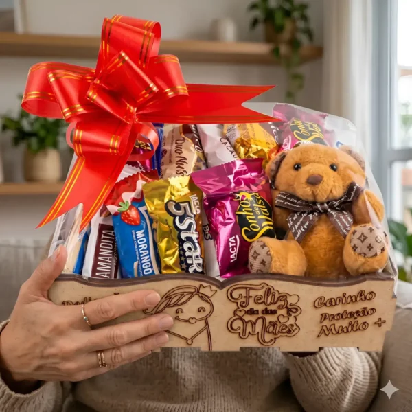Cód. 984 - Cesta Chocolates Lacta Urso Presente Pascoa E Todas Ocasiões