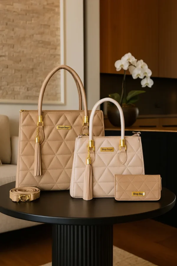 Cód. 169 - Kit 3 Bolsas Grande Pequena E Carteira Dubai Feminina Zíper