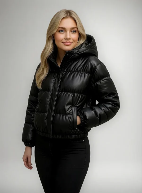 Cód. 562 - Jaqueta Puffer Feminina Cropped Peluciada Inverno Frio Blusa