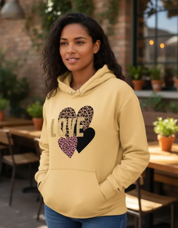 Cód. 550 - Casaco Moletom Feminino Estampa Coração Onça Love Inverno