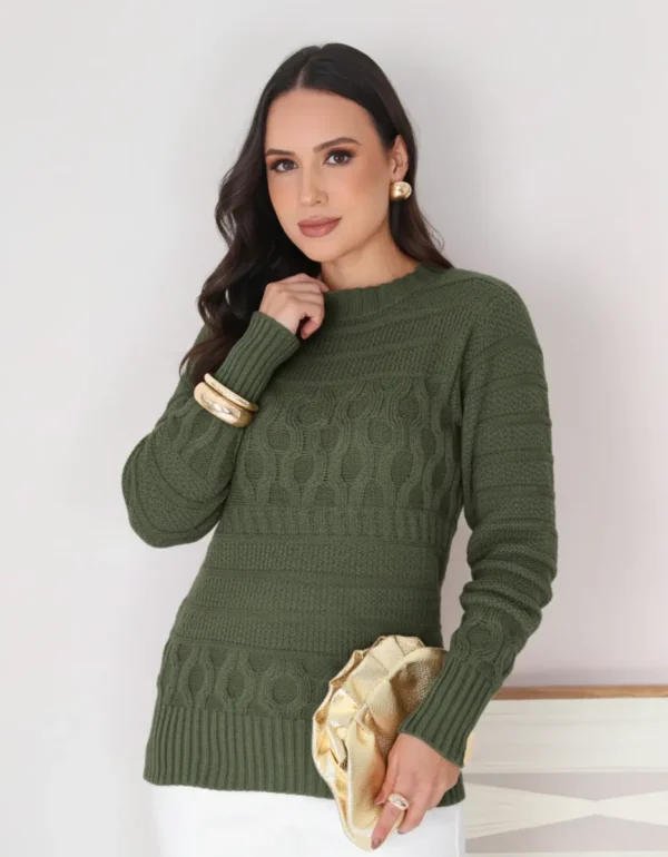 Cód. 1237 - Blusa Feminina Tricot Agasalho Cachemir Sueter De Lã Premium
