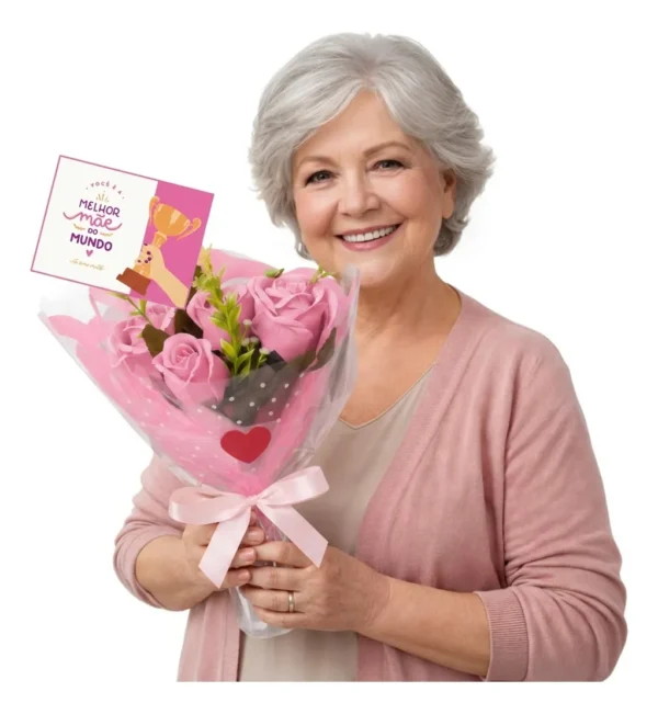 Cód. 995 - Buquê De Rosas Artificiais Para O Dia Das Mães Com Cheiro