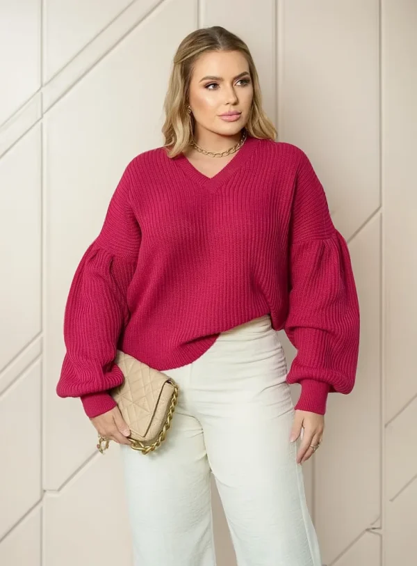 Cód. 1266 - Blusa Tricot Luxo Tendencia Elegante Decote V Tr1431