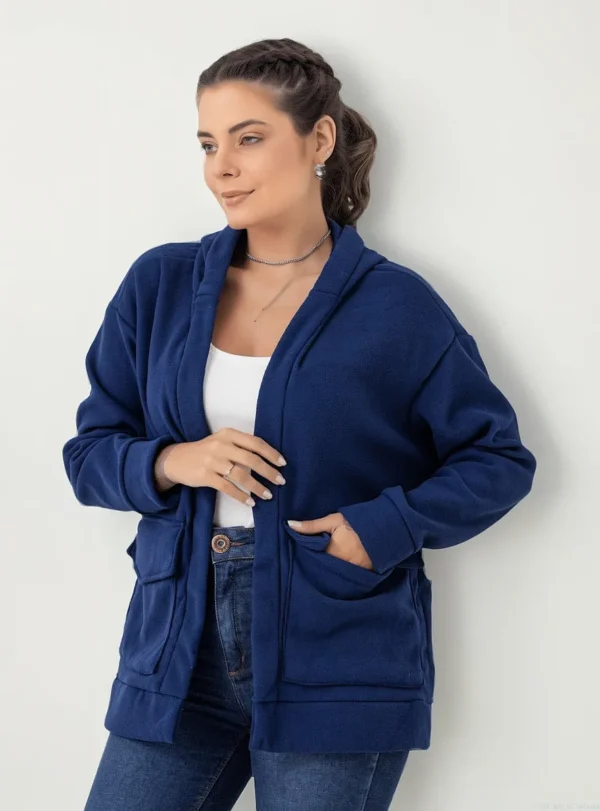 Cód. 625 - Roupa De Frio Cardigã Peluciado Com Capuz E Bolso 5423a