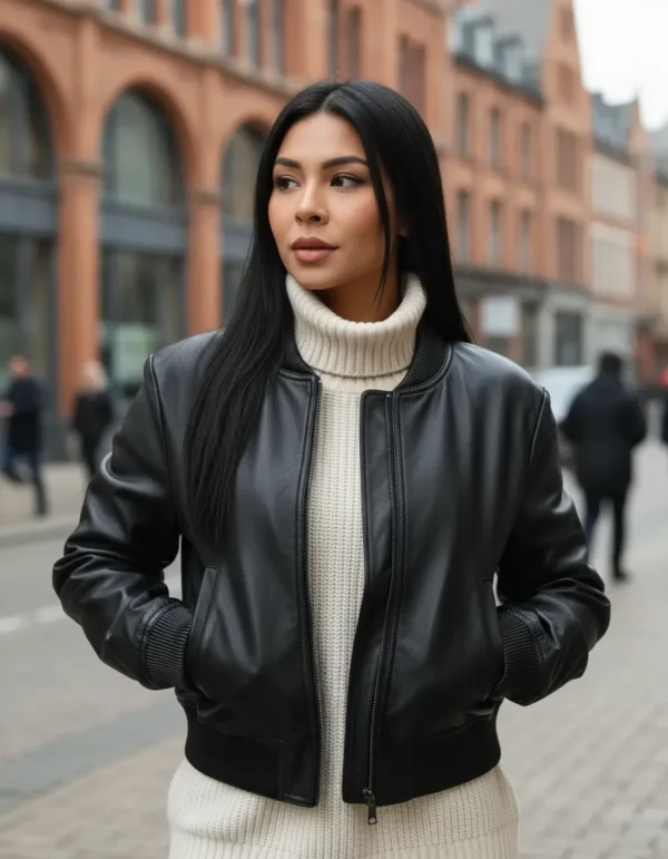 Cód. 689 - Jaqueta De Couro Feminina Oversize Forrada Frio Intenso