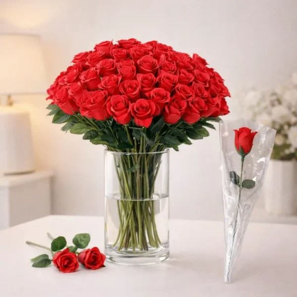 Cód. 967 - Presente Dia Mães 100 Rosas Individuais + Embalagem De Luxo