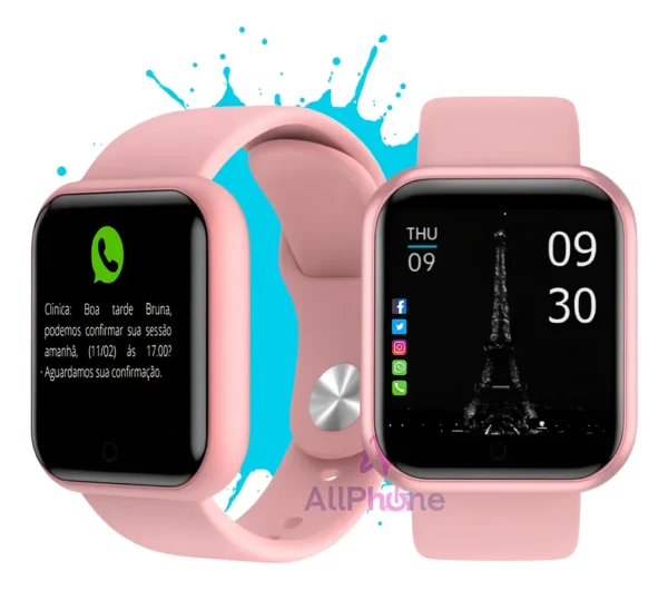 Cód. 875 - Relogio Smartwatch Digital Feminino Bluetooth Ios Android Notificações Whatsapp Instagram 41mm Rosa Allphone