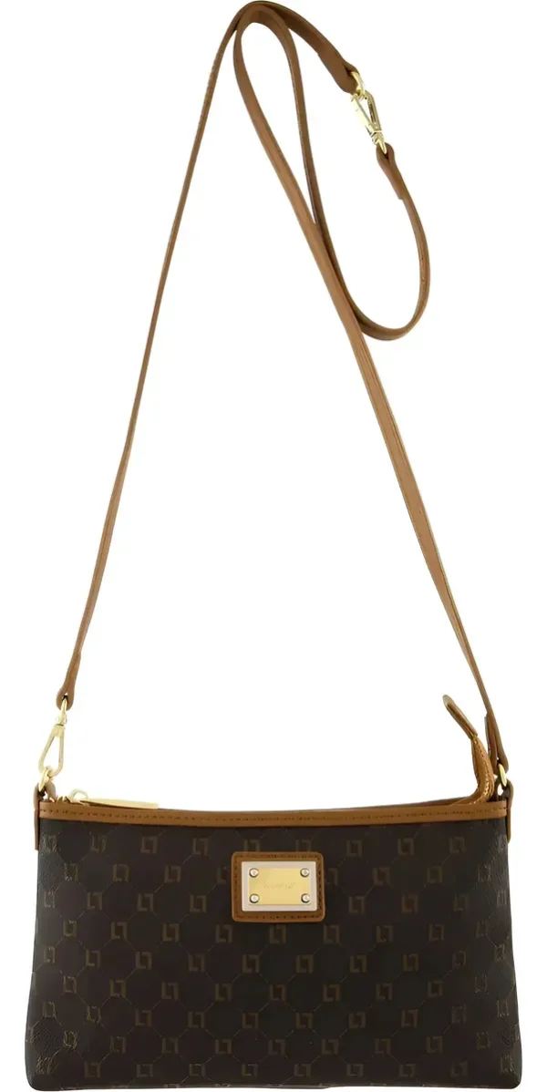 Cód. 928 - Bolsa Transversal Luz Da Lua MC-1000 Marrom Couro Legítimo Monograma