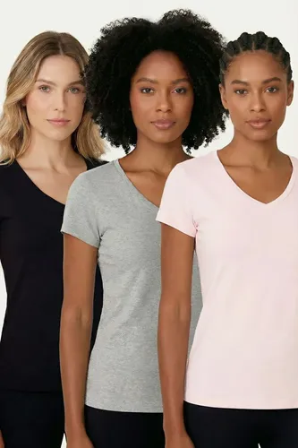 Cód. 352 - Kit 3 Camisetas Femininas Gola V Polo Wear Sortido