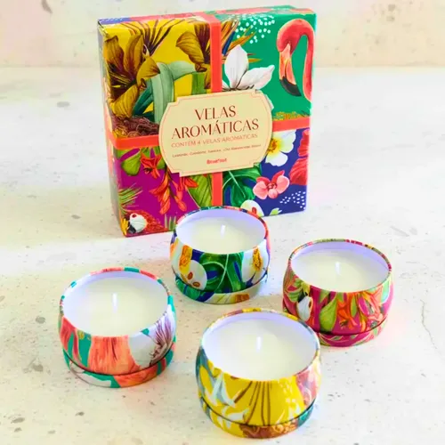 Cód. 1085 - Velas Aromáticas Perfumadas Decorativas Kit 4 Aromas Premium