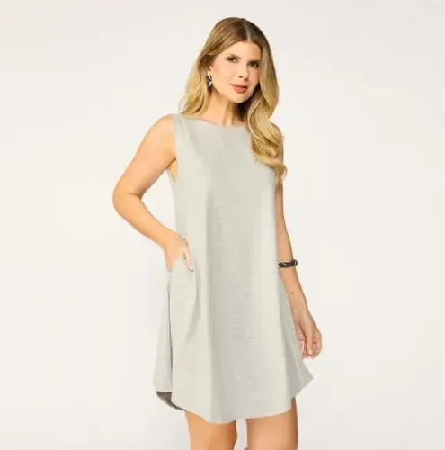 Cód. 1132 - Vestido Curto Regata Feminino Com Bolso Casual Tribo Livre
