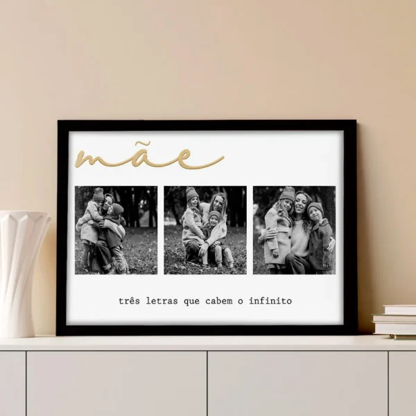 Cód. 1100 - Quadro Personalizado C/ Foto Mãe Letras Cabem Infinito Vidro