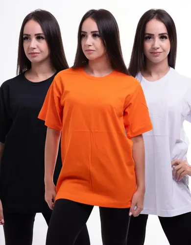 Cód. 355 - Camiseta Feminina Kit 3 Peças 100 % Algodão Básica Lisa