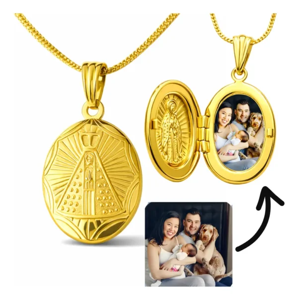 Cód. 1082 - Colar Relicário Nossa Senhora + Foto + Caixa De Luxo