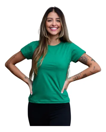 Cód. 1117 - Camiseta Feminina Básica 100% Algodão Camisa Lisa Varias Cor