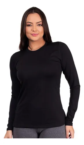Cód. 1114 - Camiseta Térmica Manga Longa Proteção Uv Comprida Feminina V