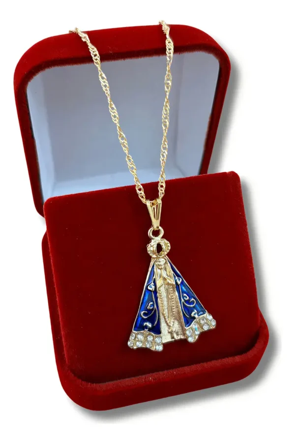 Cód. 1063 - Colar Nossa Senhora Aparecida Folheado Ouro 18k Gargantilha Cor Dourado 10