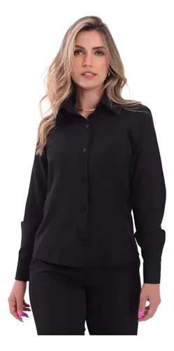 Cód. 1112 - Camisa Social Feminina Manga Longa Alfaiataria