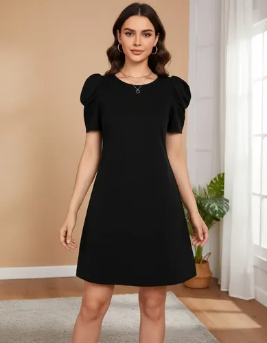 Cód. 1134 - Vestido Soltinho Básico Manga Bufante Princesa Festa Moda