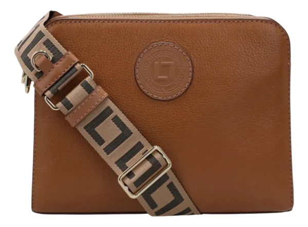 Cód. 932 - Bolsa Bella Couro Legítimo Ridge Amendoa 10006111 Luz da Lua