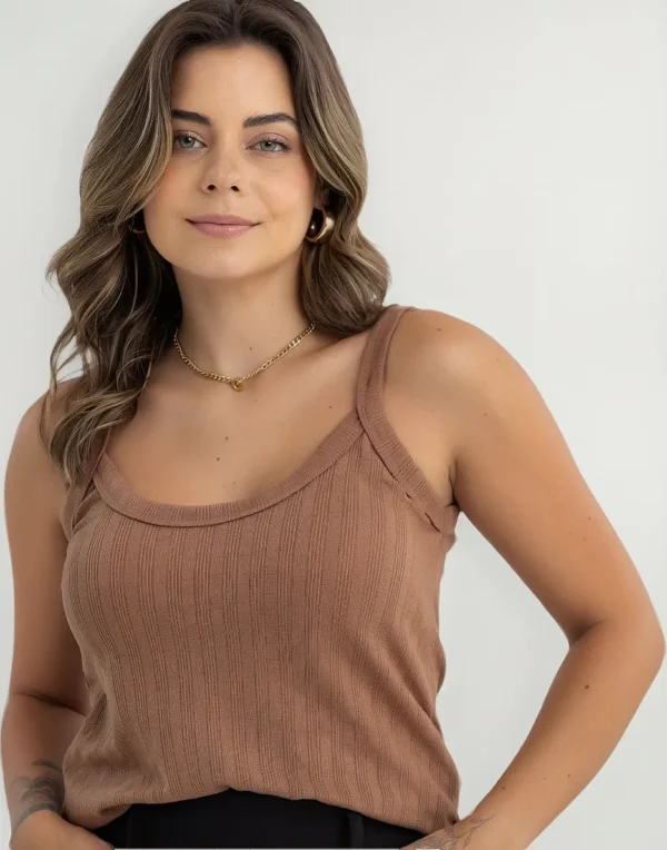 Cód. 103 - Blusa Regata Feminina Alça Fina Fresquinha Ribana Confortave