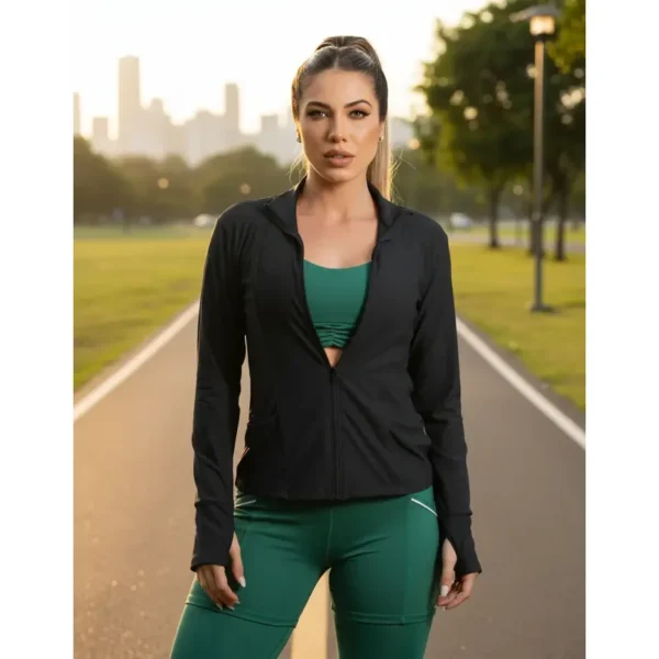 Cód. 121 - Blusa Térmica Uv Feminina Manga Longa Zíper Dedeira