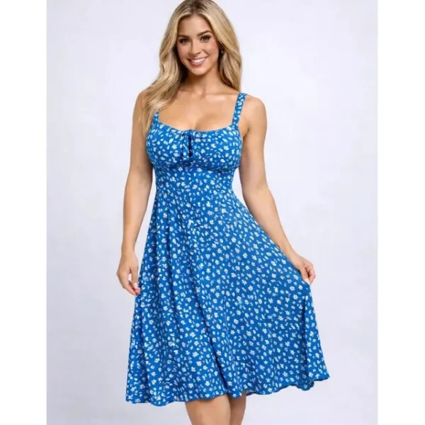 Cód. 56 - Vestido Midi Longo Verao Com Fenda Soltinho Camponesa Floral