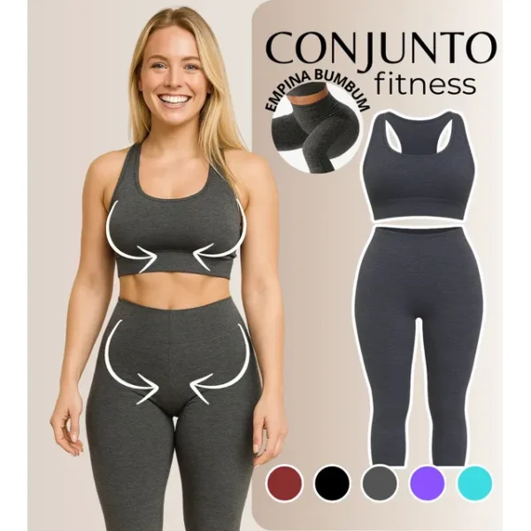 Cód. 04 - Conjunto Feminino Fitness Top Legging Cintura Alta Treino