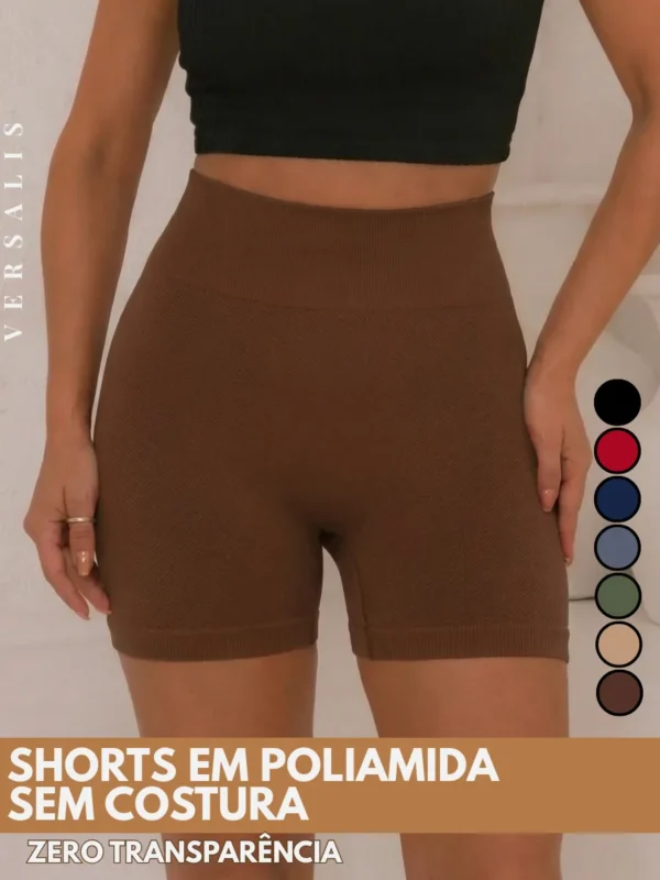 Cód. 05 - Shorts Sem Costura Poliamida Feminino Cintura Alta Academia