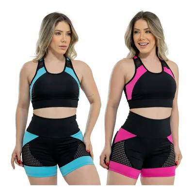 Cód. 90 - Kit 2 Conjunto Academia Feminino Fitness Blackout Ginástica