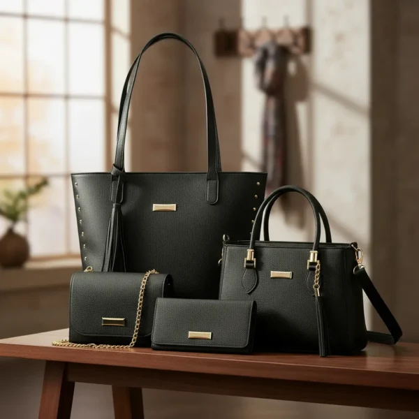 Cód. 22 - Kit 4 Peça Bolsa Feminina Sacola Transversal De Mão Carteira