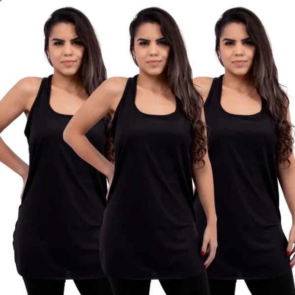 Cód. 111 - Kit 3 Regata Alongada Feminina Tapa Bumbum Fitness Academia